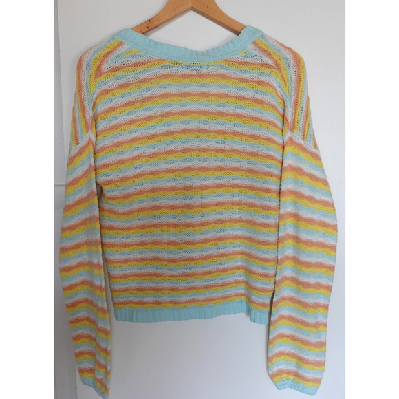 Joseph A. Cardigan Sweater Womens XS Pastel Stripe Oversized Cropped Boxy Retro - Picture 3 of 8